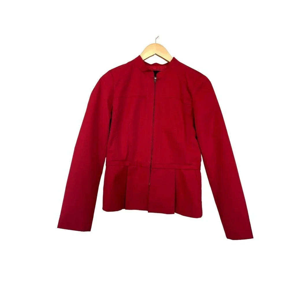 Cynthia Rowley Cherry Red Zip Up Blazer S